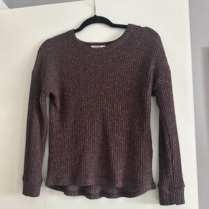 grape purple knit sweater with a loose fit